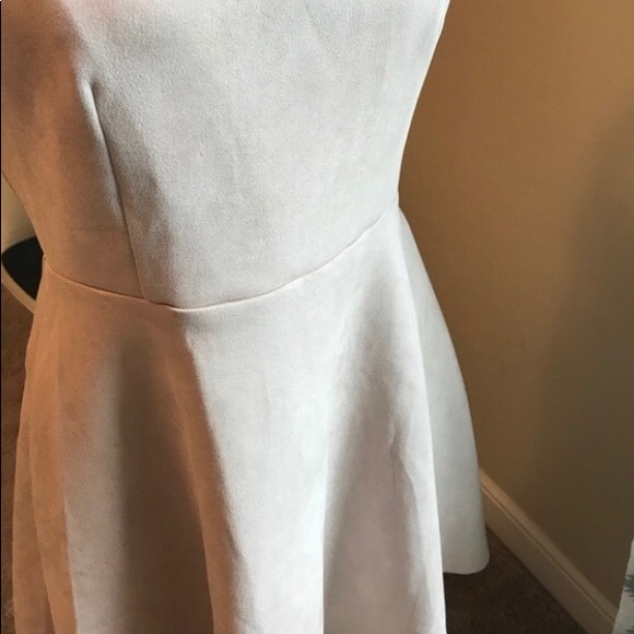 Alya Faux Suede A Line Scalloped Neckline Dress - Picture 3 of 5